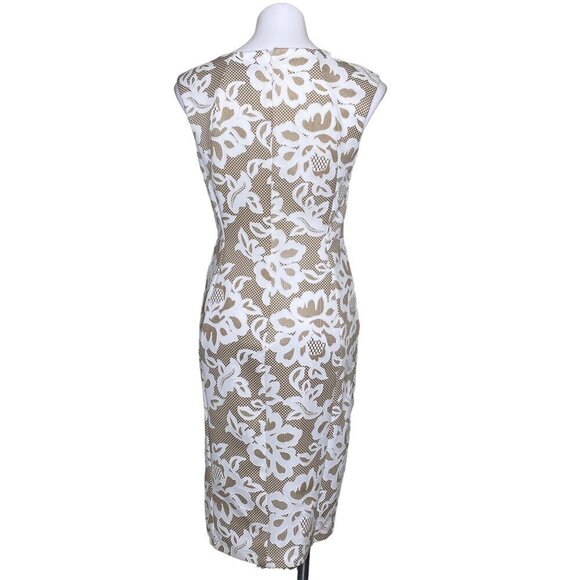 Kate & Lily Beige Lace Overlay Sheath Dress, Gold Chain Necklace Women's Size 8 - Picture 5 of 9